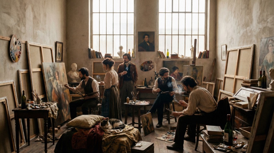 An artist colony studio